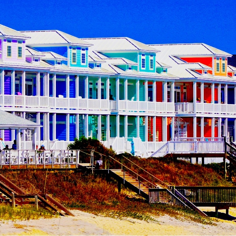 Colorful beach houses color print